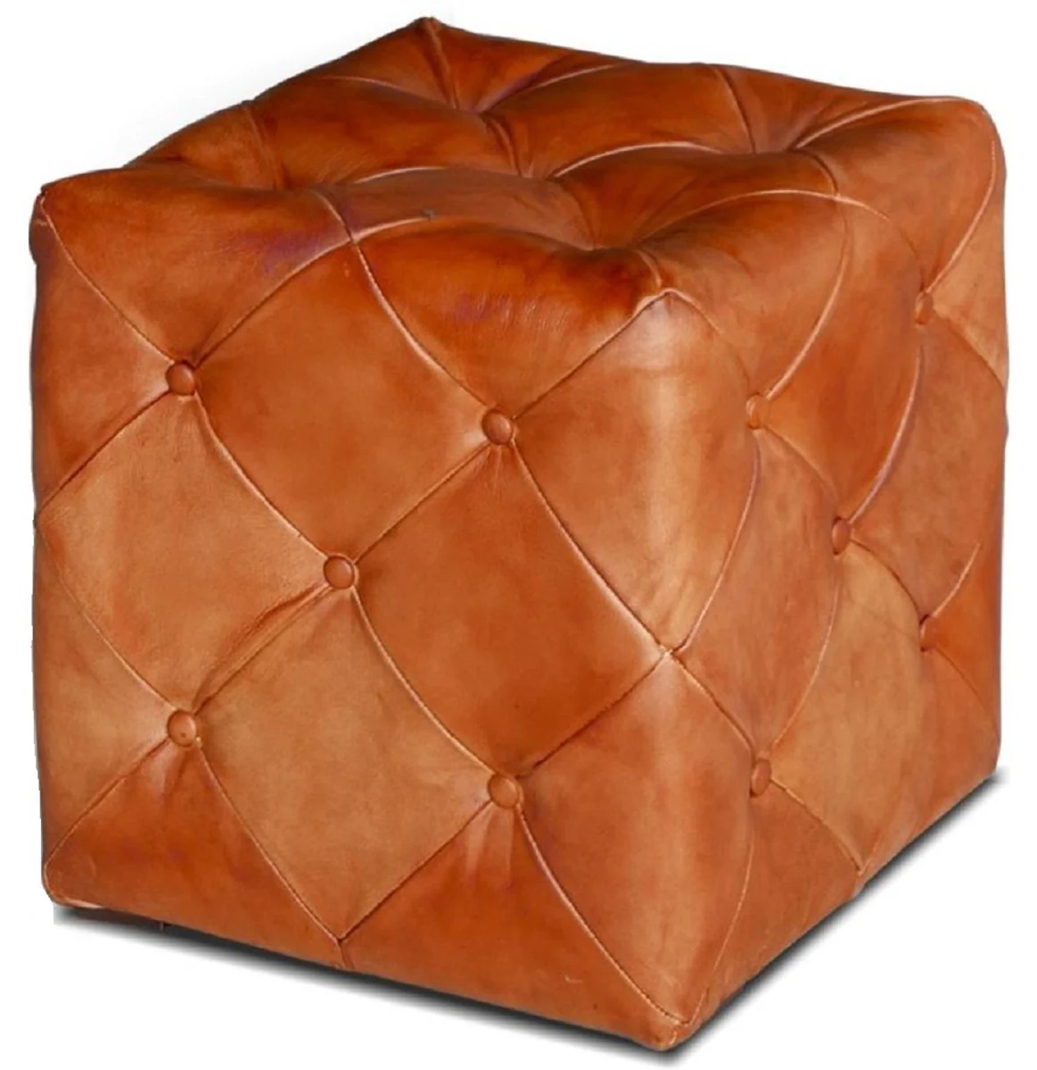 Luxury Chesterfield leather stool 40 x 40 x H. 45 cm - Various colors - Real leather footstool - Chesterfield living room furniture