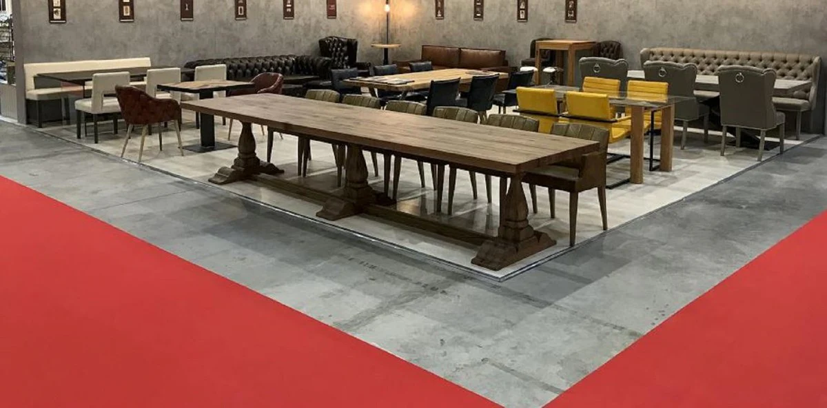 Country house style solid wood dining table brown 400 cm