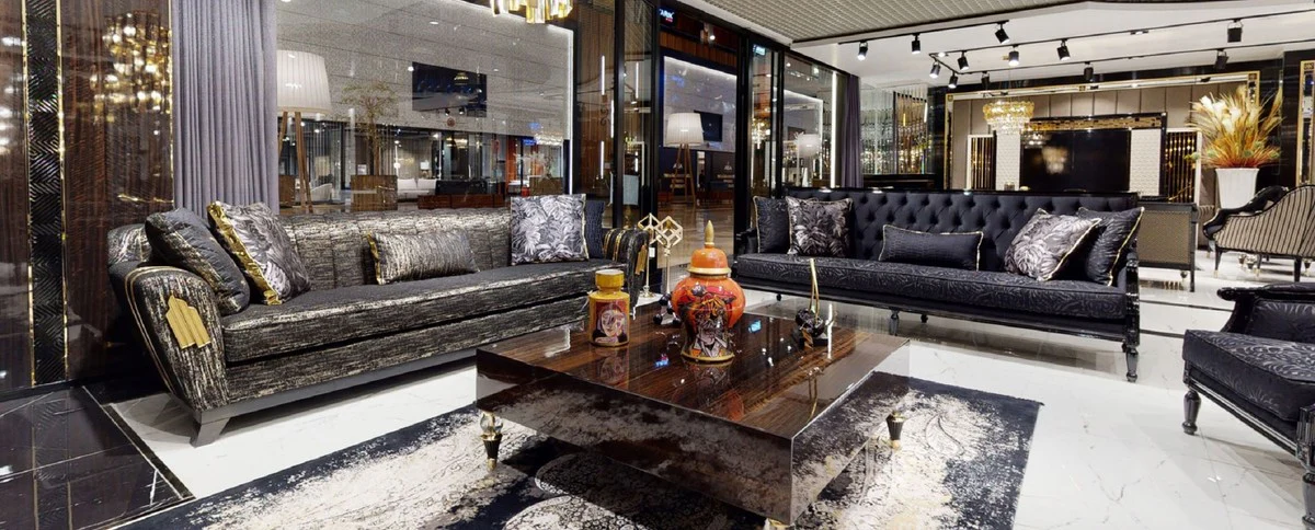 Luxury Baroque Sofa Purple / Black - Magnificent Baroque Style Living Room Sofa - Luxury Living Room Furniture in Baroque Style - Baroque Furniture - Noble & Magnificent