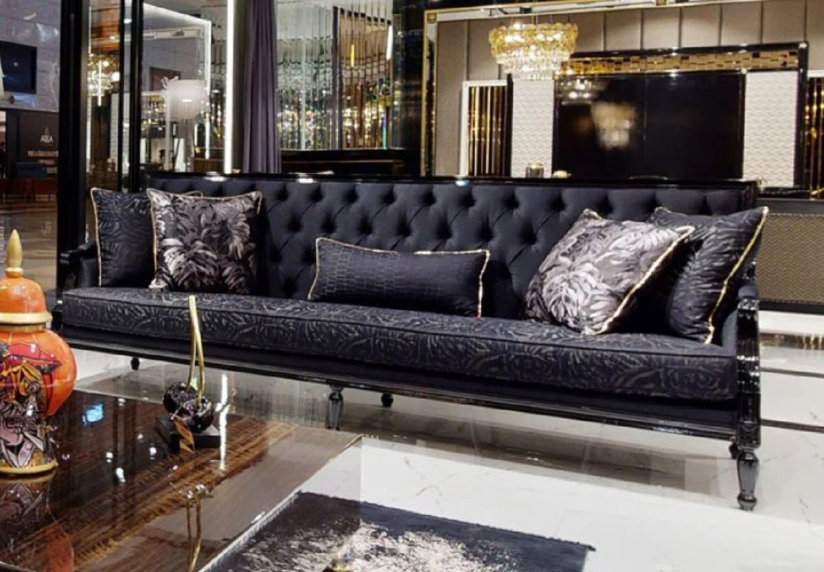 Luxury Baroque Sofa Purple / Black - Magnificent Baroque Style Living Room Sofa - Luxury Living Room Furniture in Baroque Style - Baroque Furniture - Noble & Magnificent