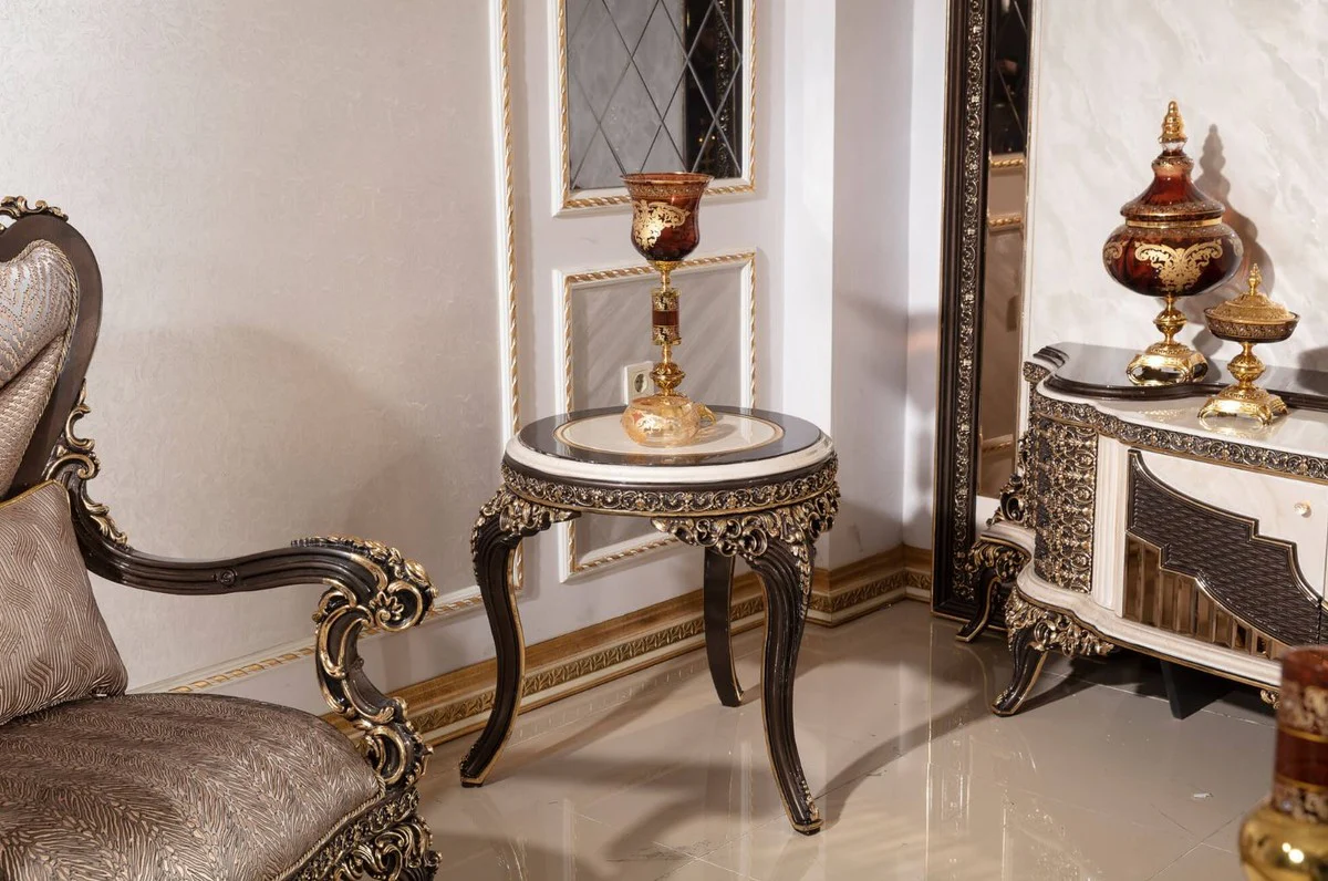 Luxury baroque side table cream / dark brown / gold