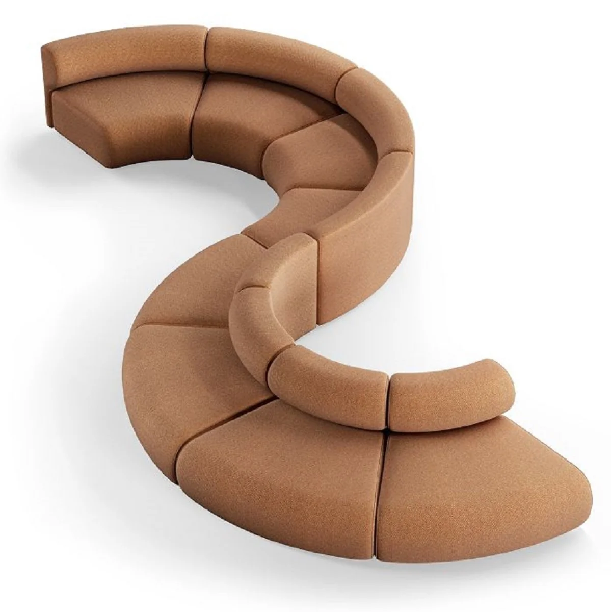 Luxury sofa brown 590 x 340 x H. 72 cm - Curved modular 8-piece sofa - Hotel sofa - Living room furniture - Hotel furniture - Luxury furniture