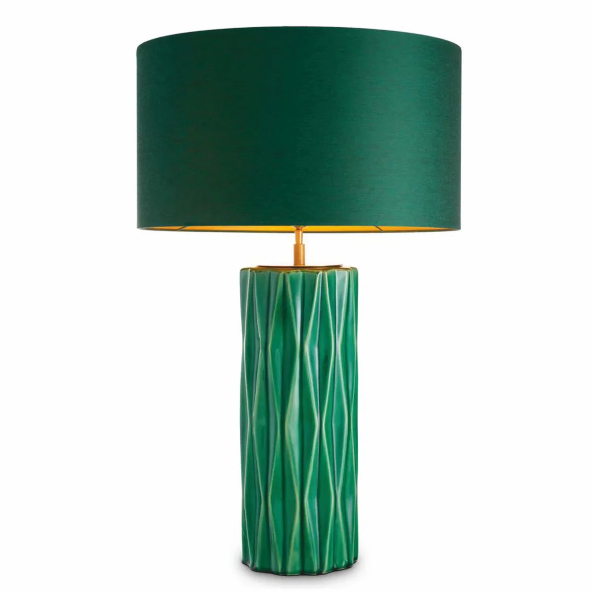Luxury ceramic table lamp green / antique brass H. 88.5 cm