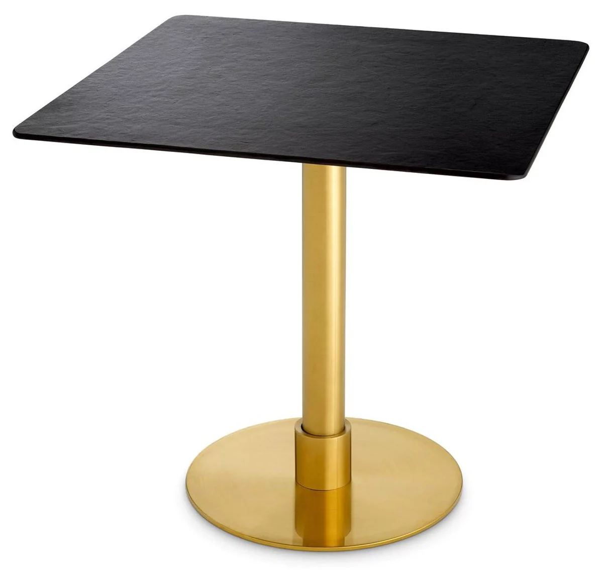 Luxury dining table black / brass 80 x 80 x H. 75 cm - Square stainless steel kitchen table with ceramic table top - Dining room furniture - Luxury furniture - Luxury furnishings