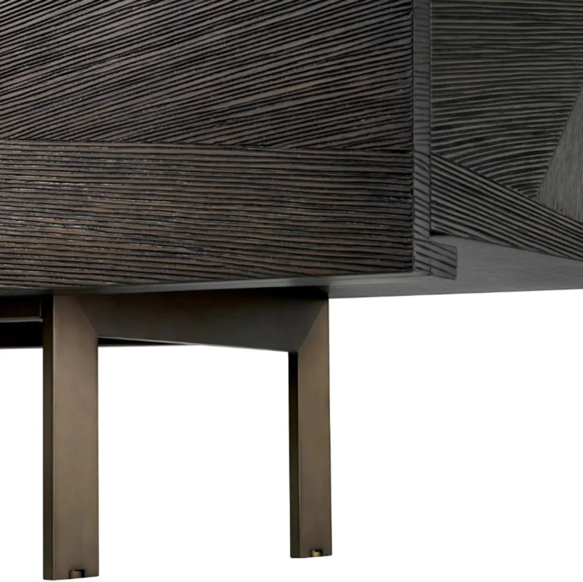 Luxury TV cabinet with oak veneer, mocha W. 200 cm, D. 43.5 cm, H. 52 cm