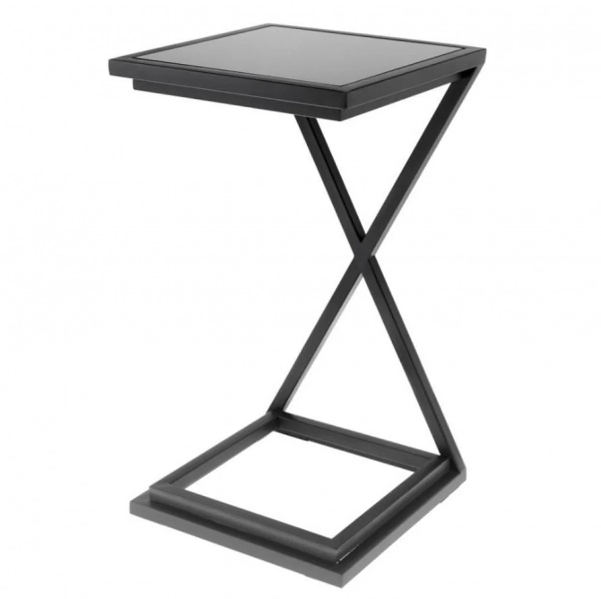 Luxury Art Deco designer side table anthracite with black glass - luxury hotel furniture
