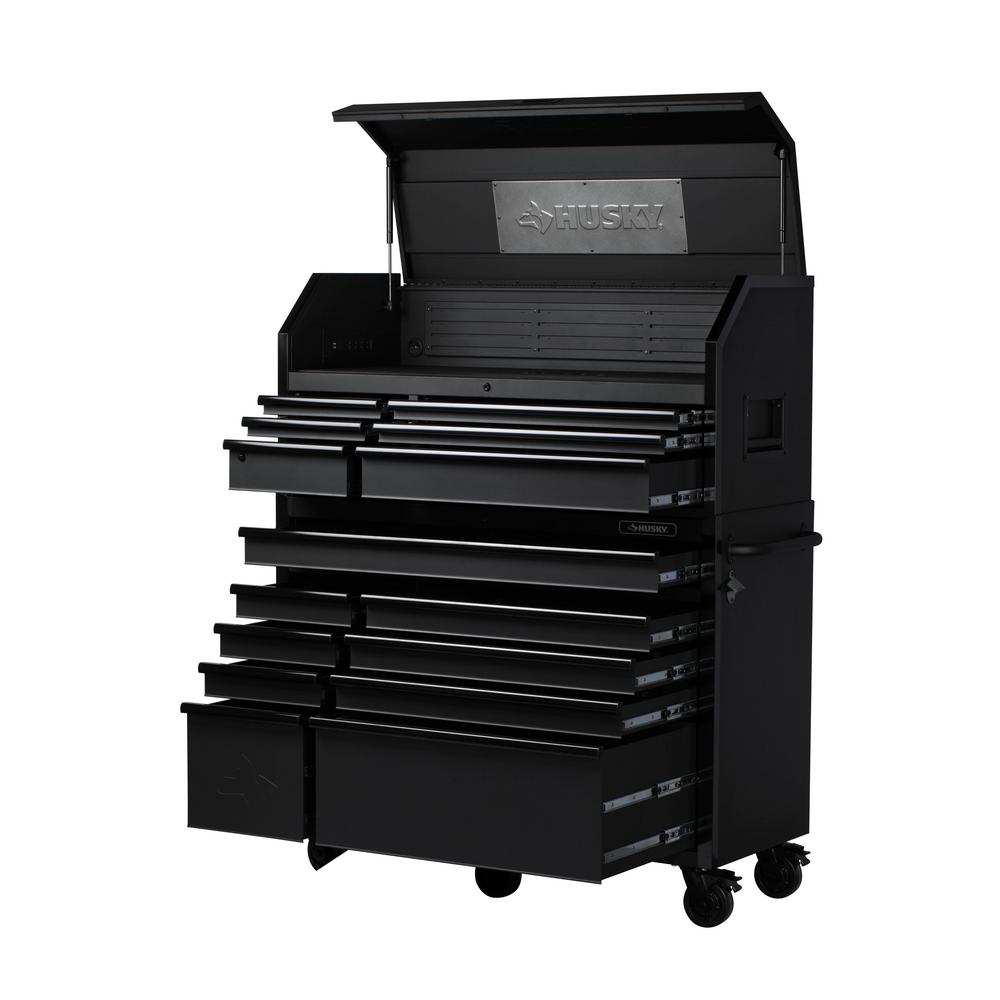 HEAVY-DUTY 52 IN W 15-DRAWER, DEEP COMBINATION TOOL CHEST UND ROLLING CABINET SET IN MATTE BLACK