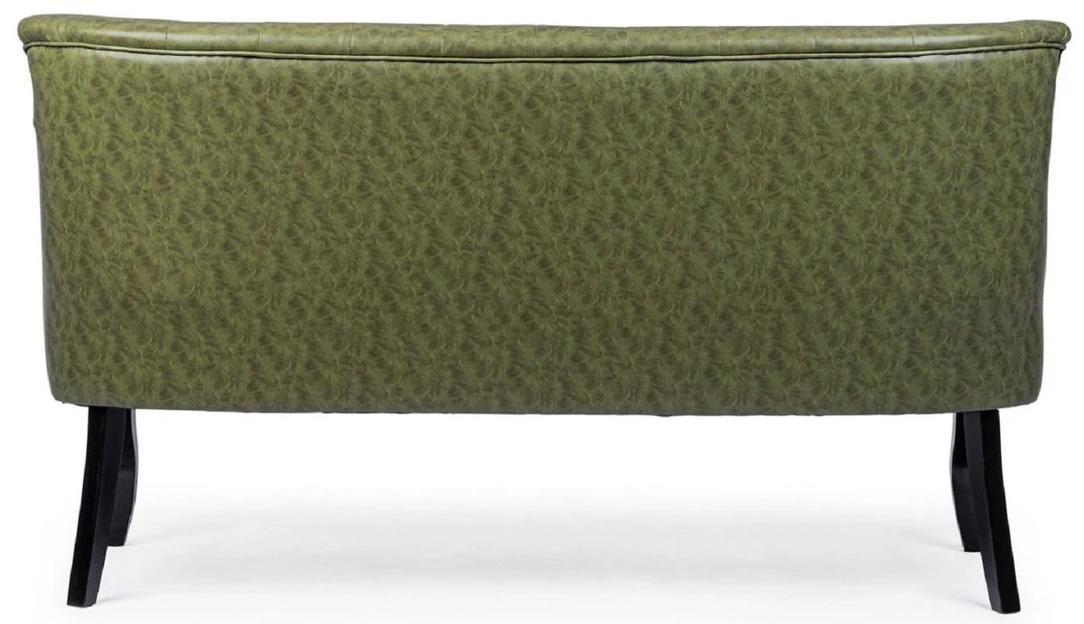 Luxury Chesterfield faux leather sofa dark green / white / black 136 x 66 x H. 76 cm - living room sofa - living room furniture - Chesterfield furniture - luxury furniture - luxury furnishings