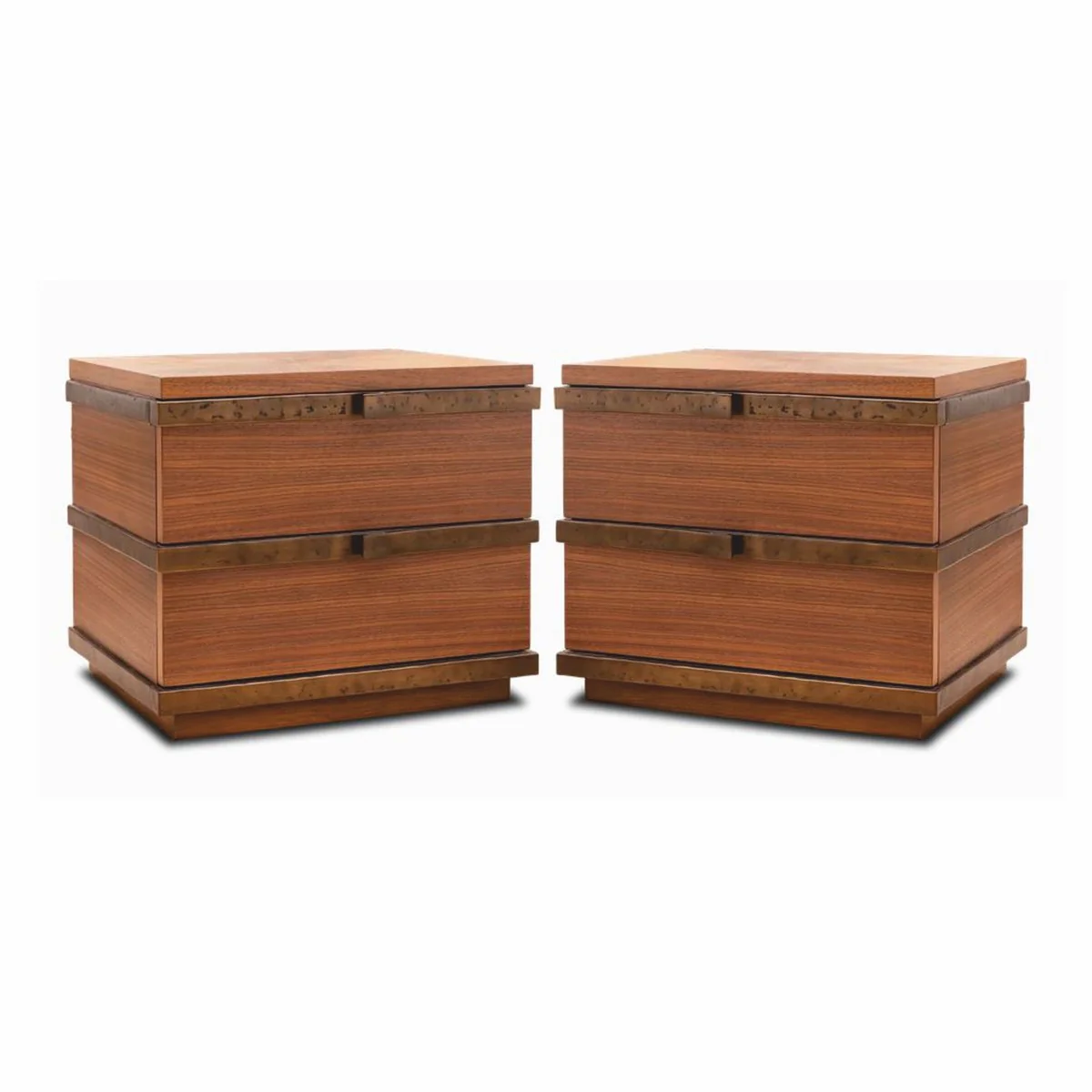 Luxus Nachtkommoden Set Braun / Bronze - Hotel & Schlafzimmer Möbel