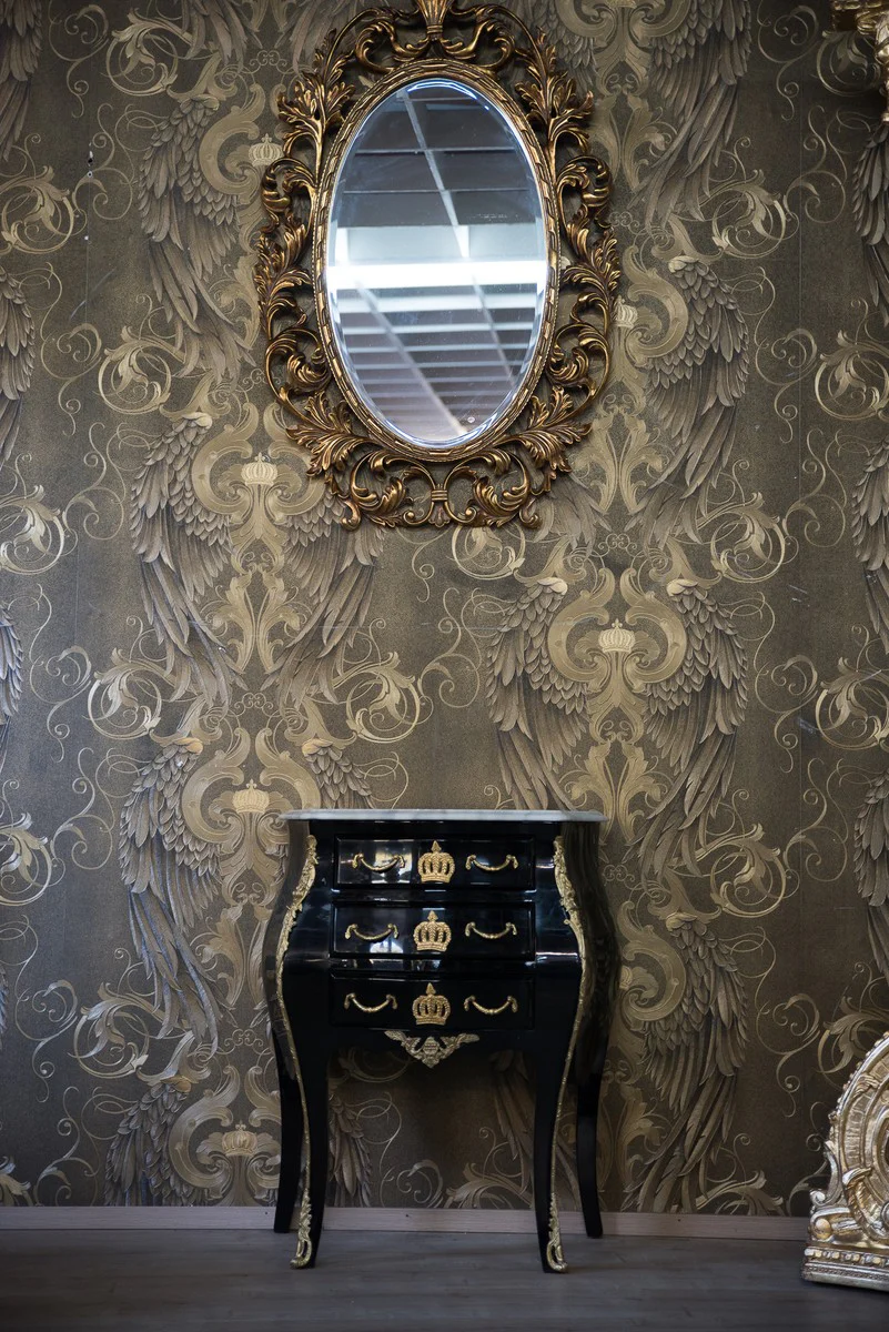 Pompöös by Baroque chest of drawers with 3 drawers and marble top black / gold / white - Pompöös Baroque chest of drawers designed by Harald Glööckler