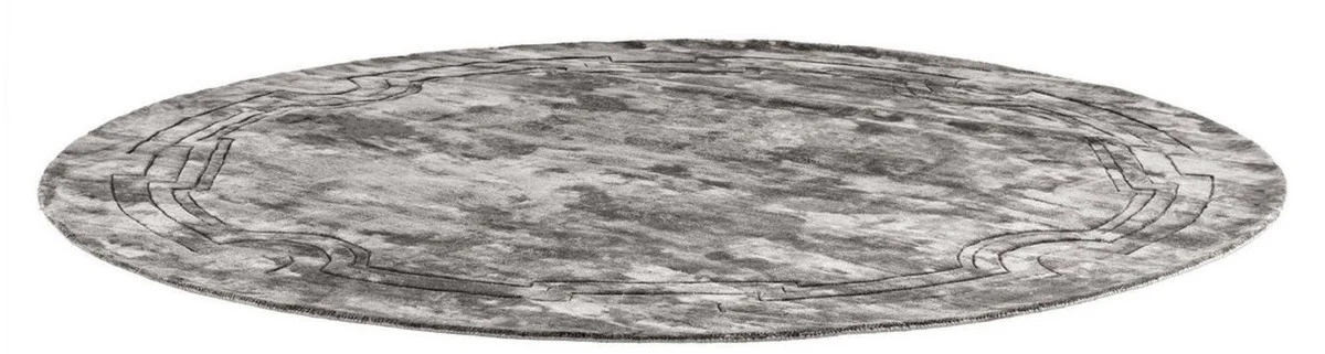 Luxury viscose rug gray Ø 280 cm - handwoven round living room rug - luxury quality