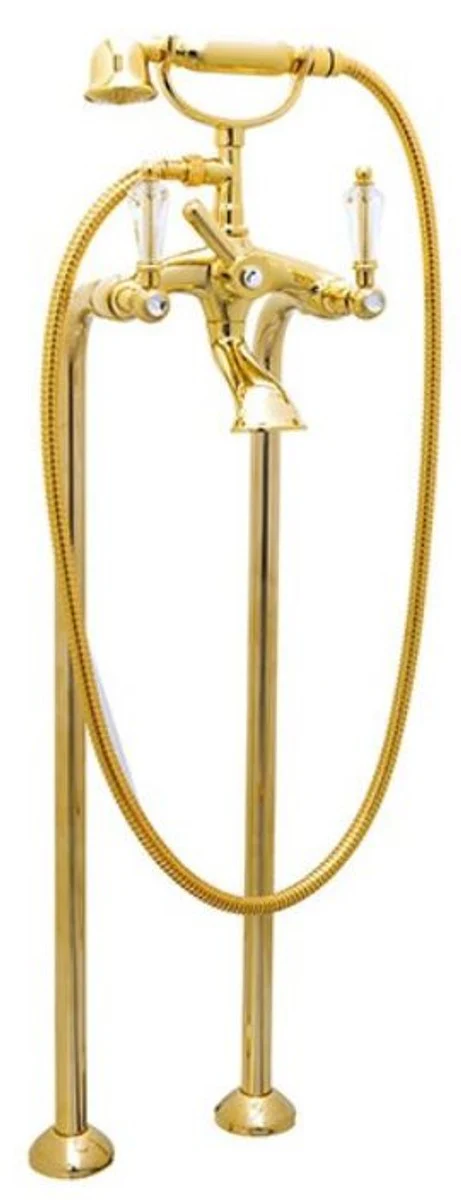 Luxury Art Nouveau bathtub faucet with Swarovski crystal glass gold - Freestanding bathtub faucet with feet and hand shower - Nostalgic bathroom accessories