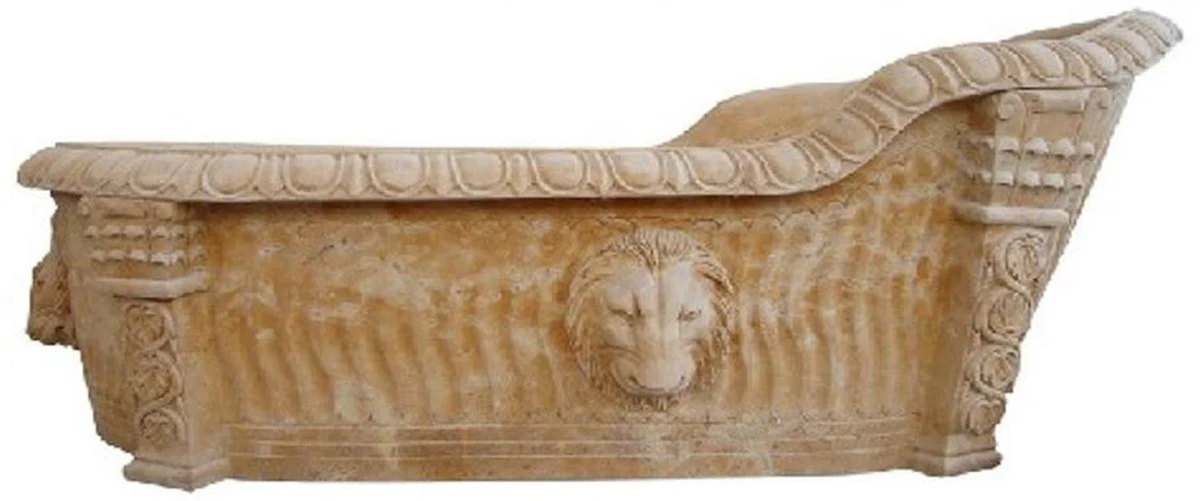 Luxury Baroque Bathtub Lion Head Yellow 180 x 95 x H. 75 cm - Freestanding Marble Bathtub - Baroque Bathroom Accessories - Noble & Magnificent