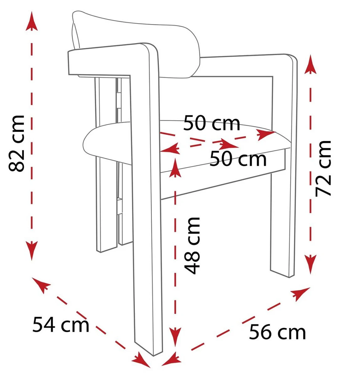 Luxury dining room chair set of 4 with armrests black / natural color 56 x 54 x H. 82 cm - dining room furniture - restaurant furniture - solid wood furniture - luxury furniture
