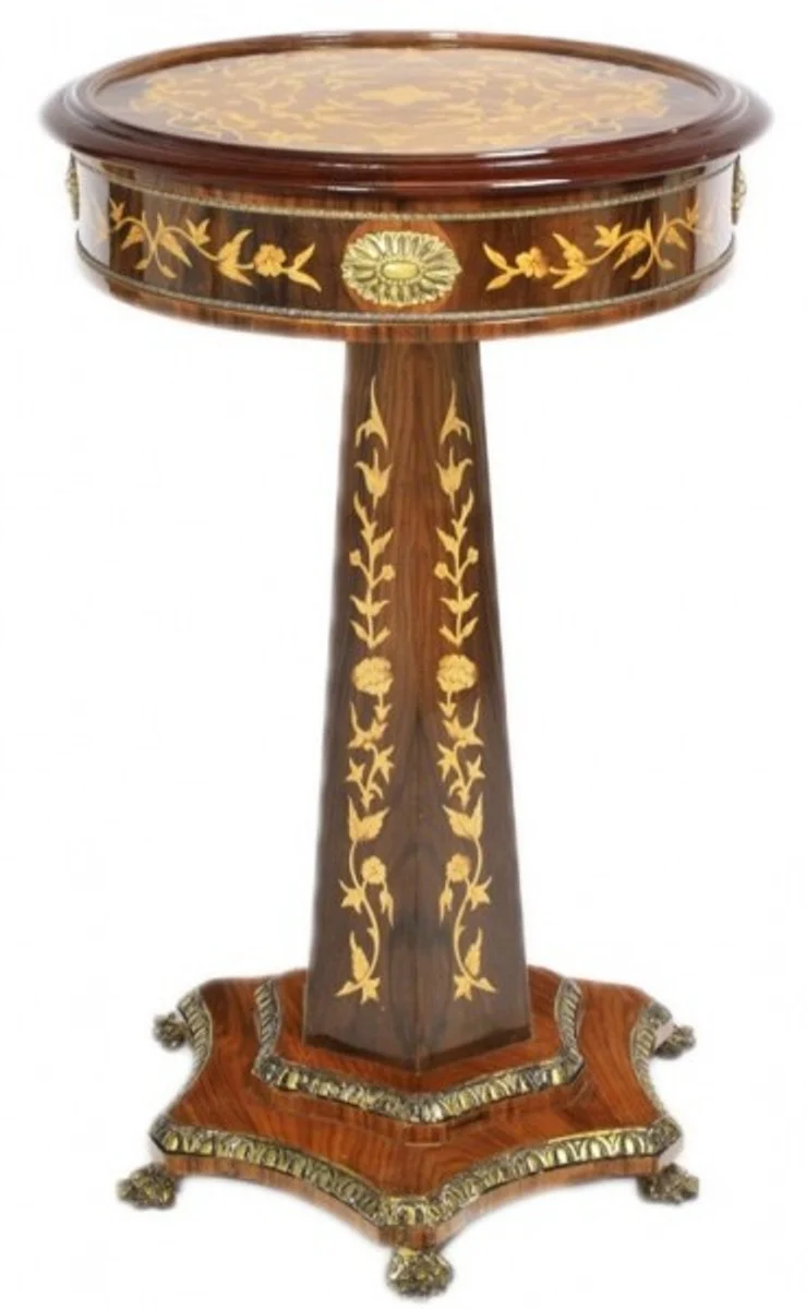 Baroque side table mahogany inlay H110 x 55cm - Louis XVI antique style table - furniture