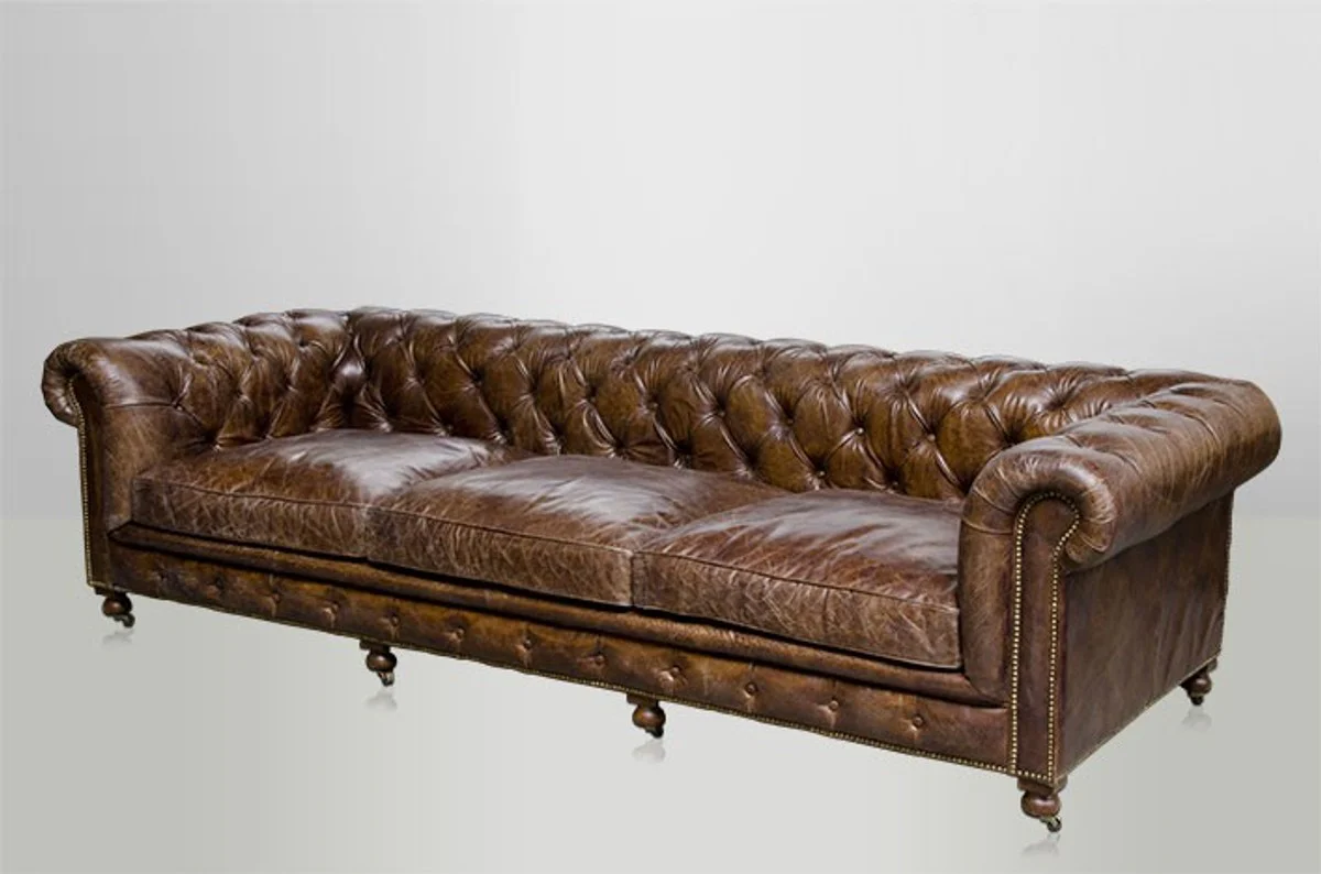 Chesterfield luxury genuine leather sofa 4 seater vintage leather from Cigar