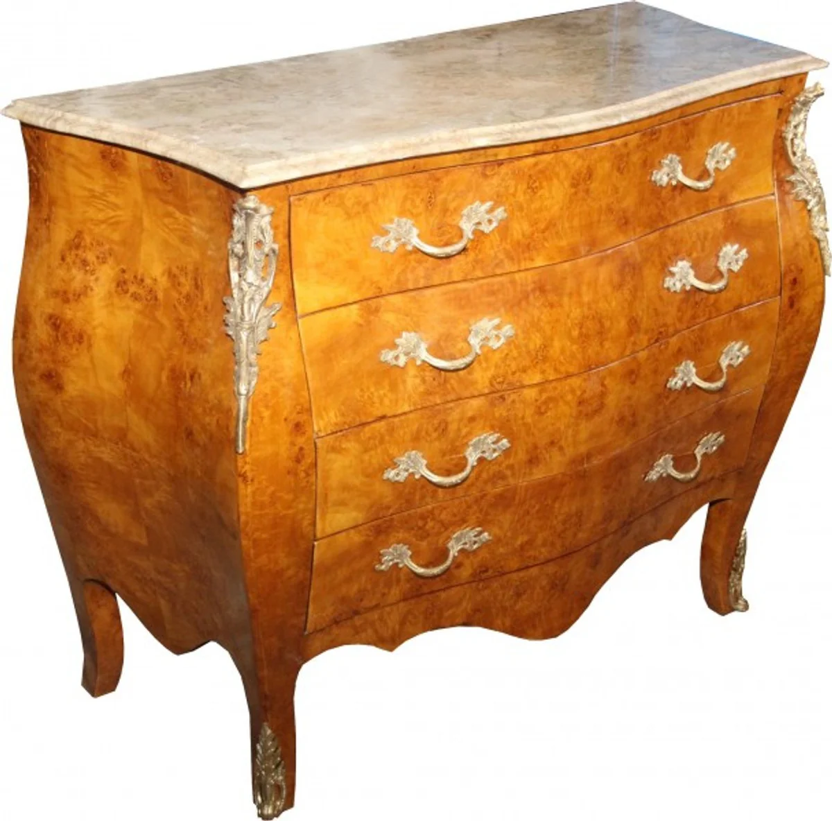 Baroque chest of drawers bird's eye maple / cream 110 cm - Baroque furniture