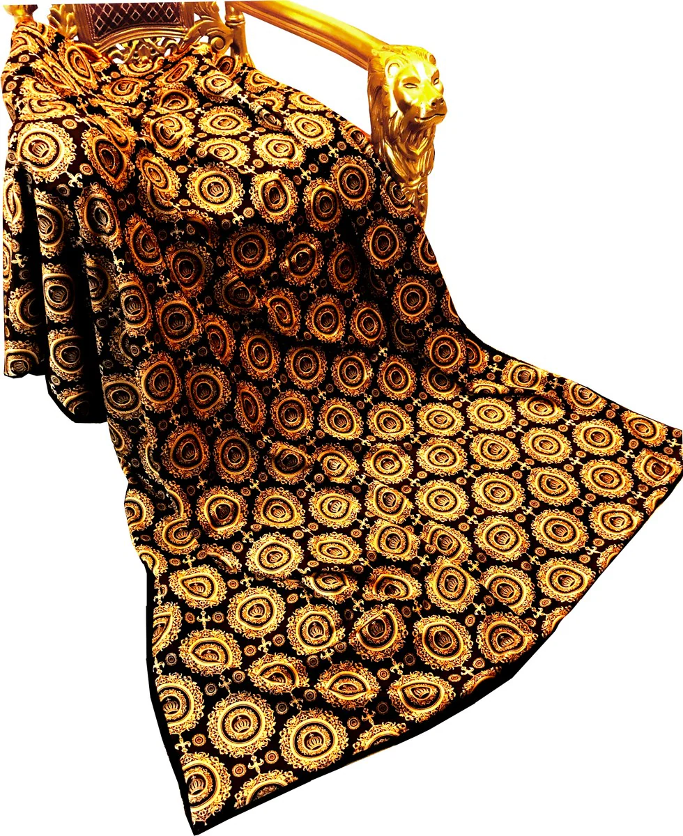 Luxury blanket Pompöös by Baroque Golden Crowns by Harald Glööckler with glittering stones