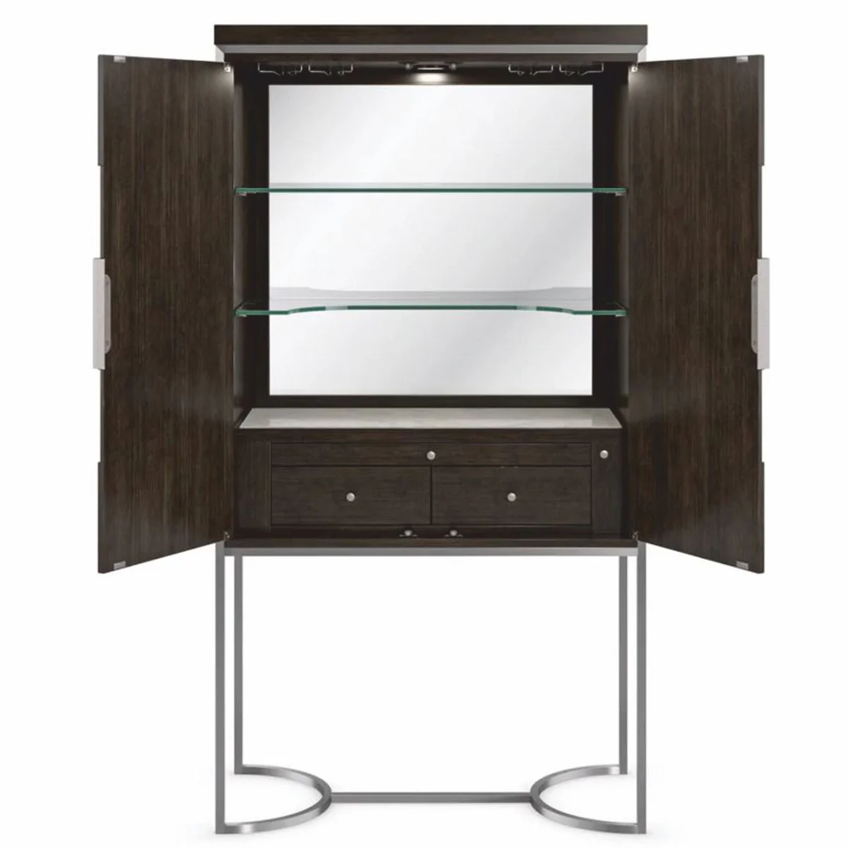 Luxury bar cabinet / wine cabinet brown / silver H. 198 cm - bar furniture