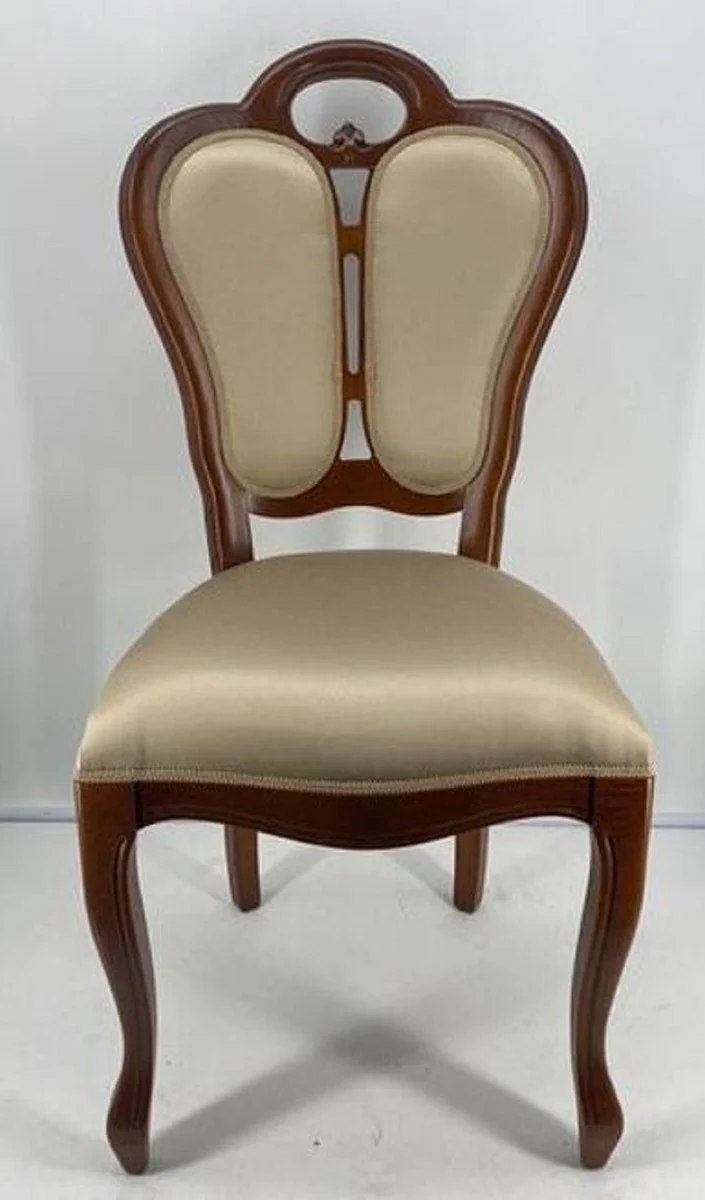 Luxury Art Nouveau dining chair gold / brown 48 x 43 x H. 104.5 cm - Padded solid wood chair - Art Nouveau dining room furniture