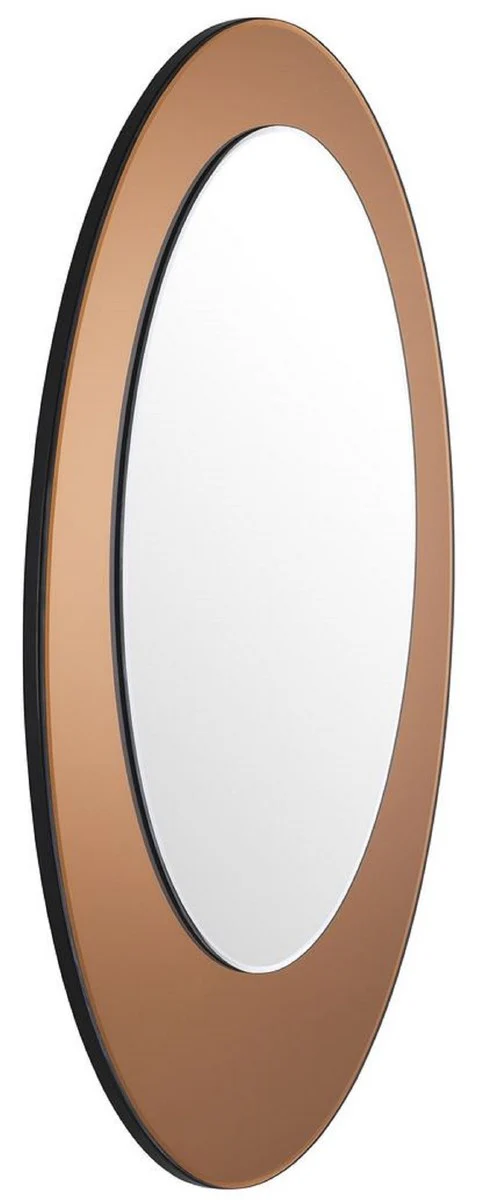 Luxus Spiegel Bernsteinfarben 63 x 2,5 x H. 90 cm - Ovaler Wandspiegel - Garderoben Spiegel - Wohnzimmer Spiegel - Luxus Deko Accessoires