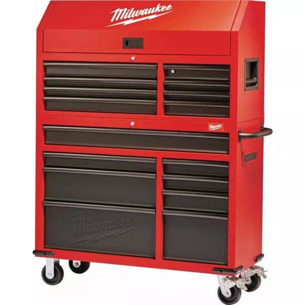 46 IN. 16-DRAWER STEEL TOOL CHEST UND ROLLING CABINET SET, TEXTURED RED UND BLACK MATTE