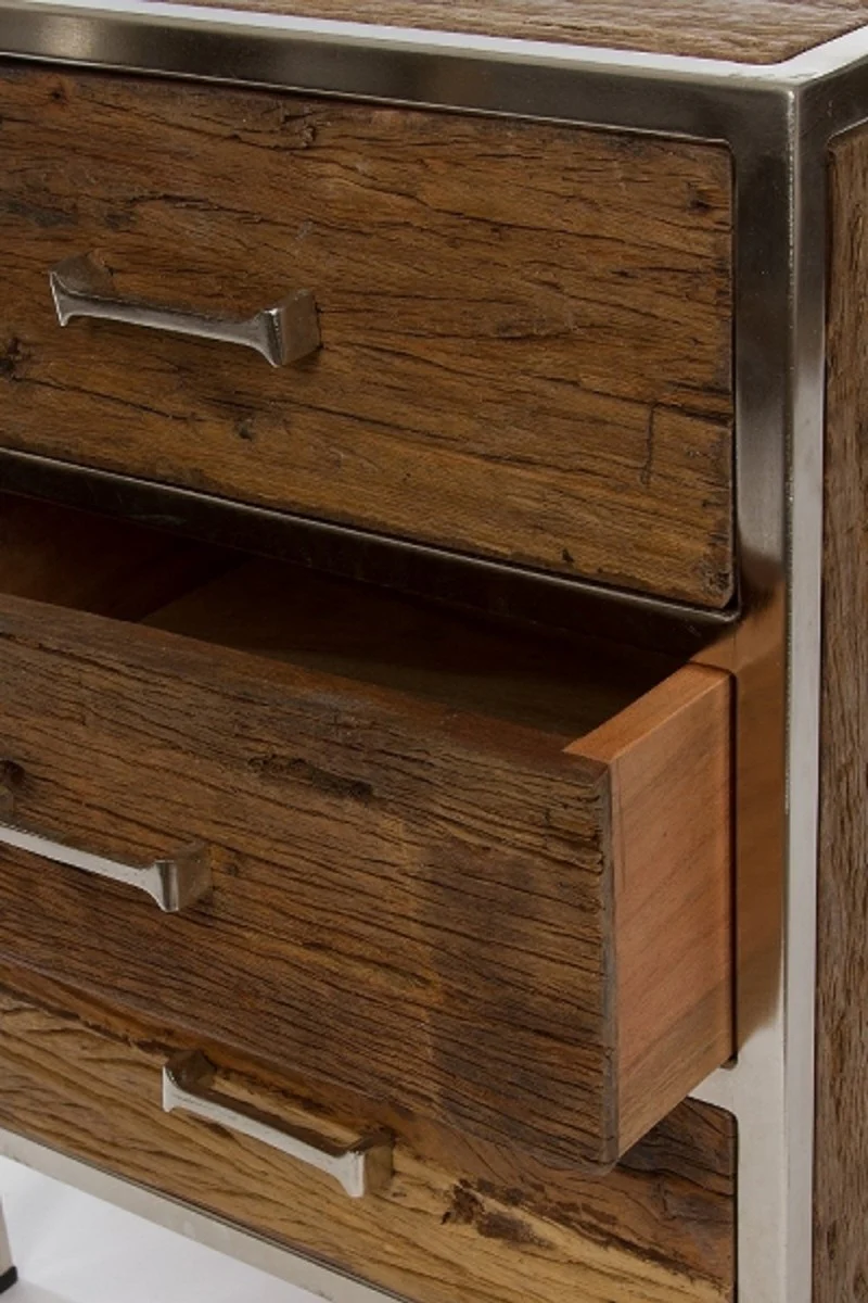 Bedside table with 3 drawers brown / silver 45 x 40 x H. 60 cm - bedroom furniture