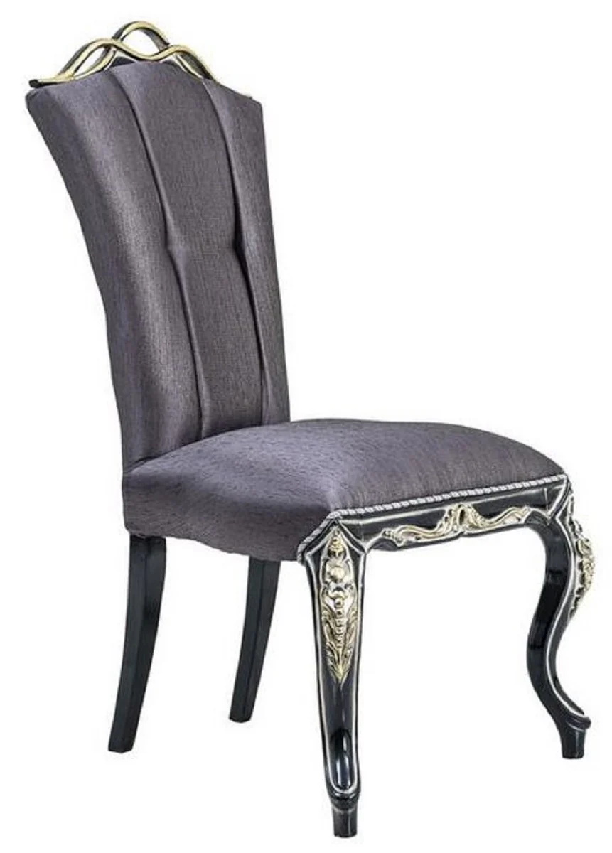 Luxury Baroque Dining Room Chair Set Purple / Black / Gold - Handmade Kitchen Chairs Set of 6 - Baroque Dining Room Furniture - Noble & Magnificent