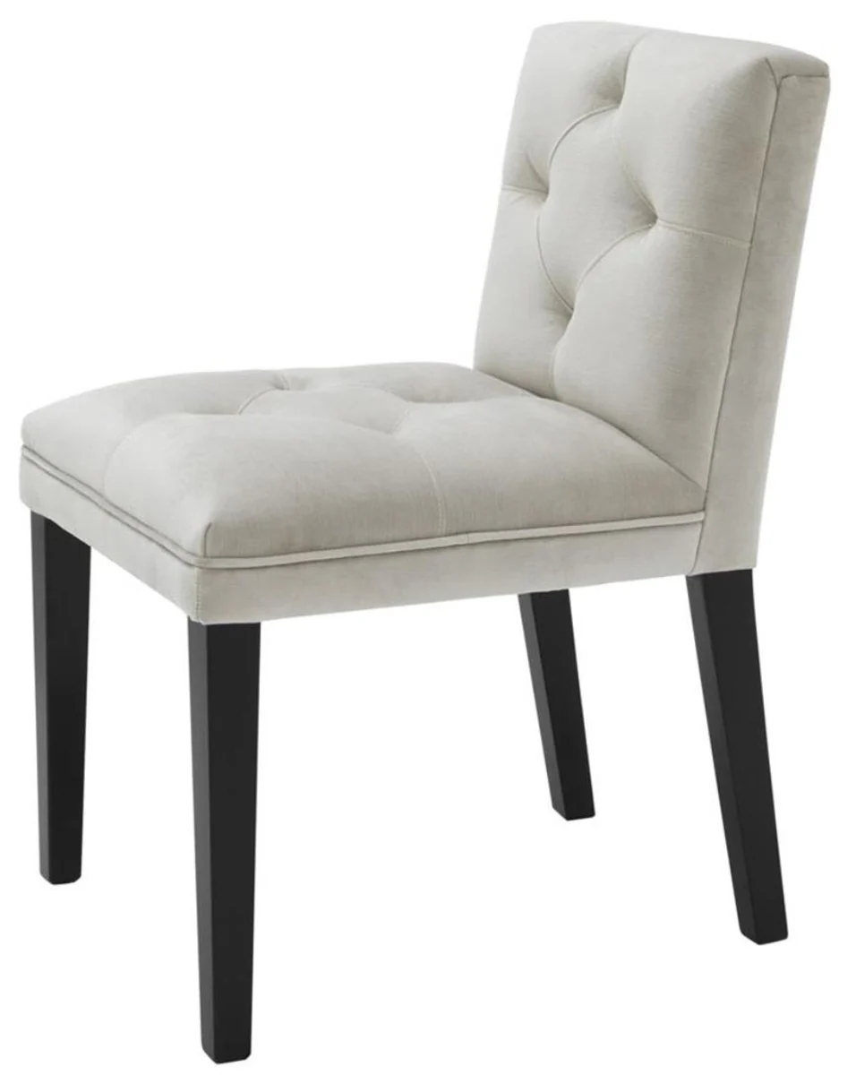 Luxury dining room chair in light gray with black legs 50 x 59 x H. 79 cm - Dining room furniture