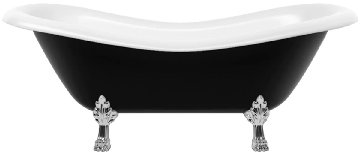 Art Nouveau bathtub black / white / silver 188 cm - Freestanding retro style bathtub