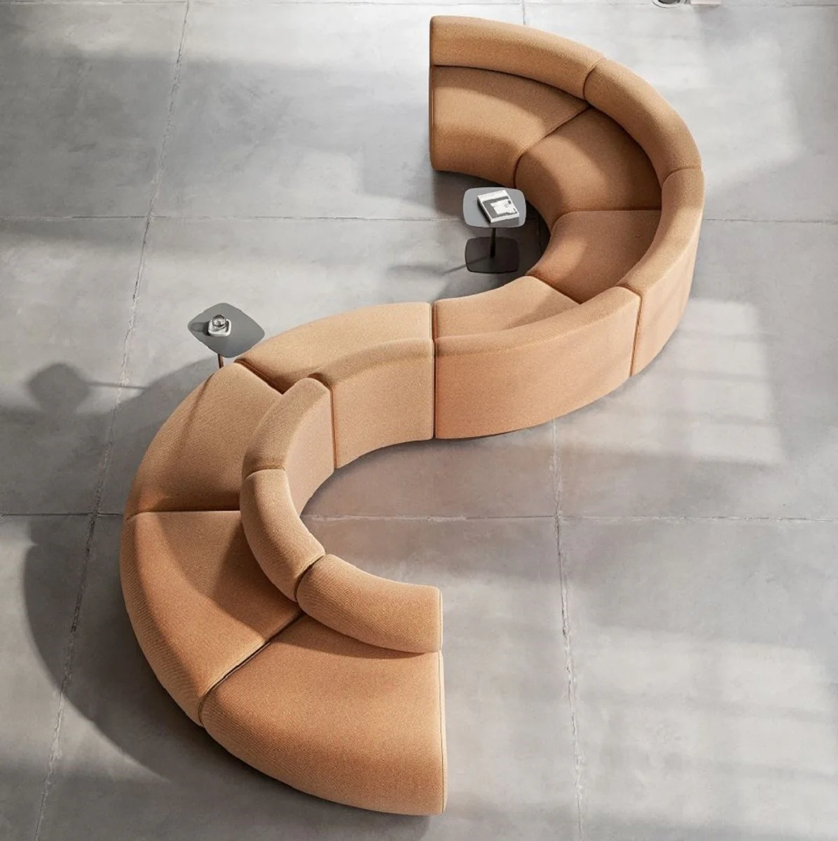 Luxury sofa brown 590 x 340 x H. 72 cm - Curved modular 8-piece sofa - Hotel sofa - Living room furniture - Hotel furniture - Luxury furniture