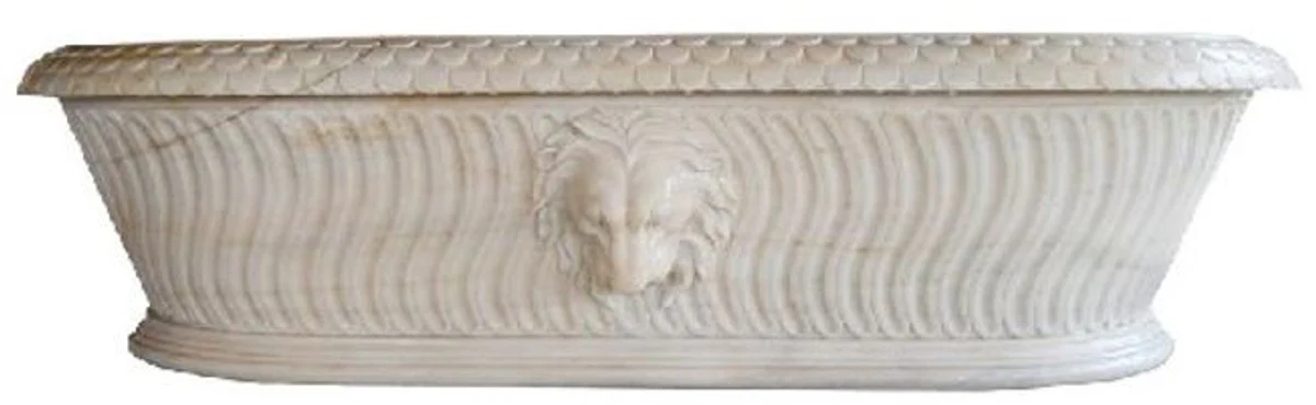 Luxury Baroque Bathtub Lion Head White 204 x 107 x H. 53 cm - Freestanding Marble Bathtub - Bathroom Accessories - Noble & Magnificent