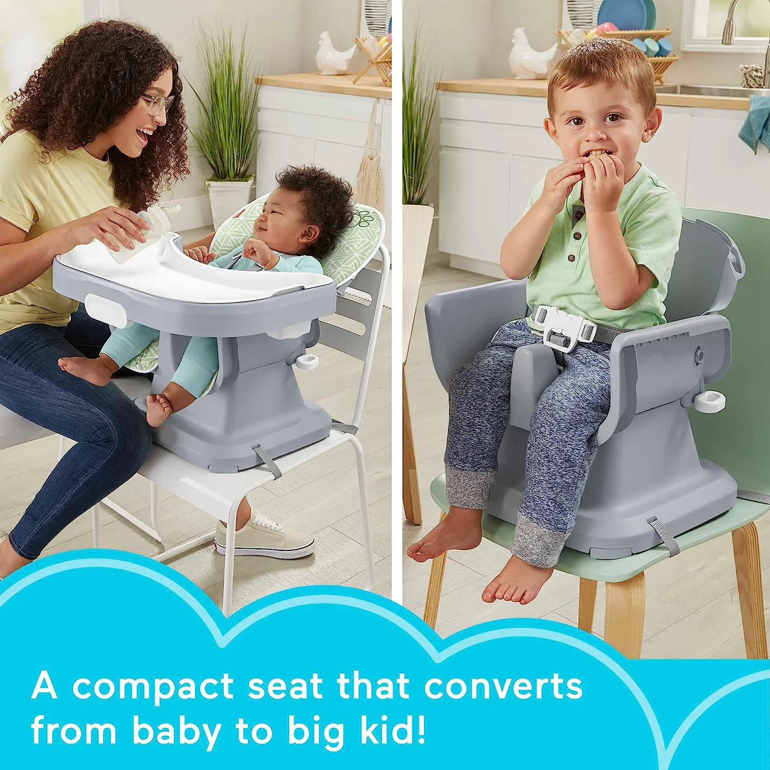 Einfacher, sauberer Hochstuhl für Babys und Kleinkinder, tragbarer Esszimmersitz mit herausnehmbarem Tabletteinsatz,