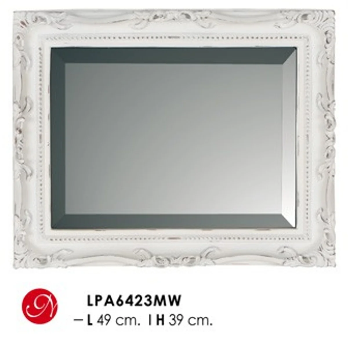 Baroque wall mirror antique white H 49 cm W 39 cm - noble & magnificent - mirror antique style