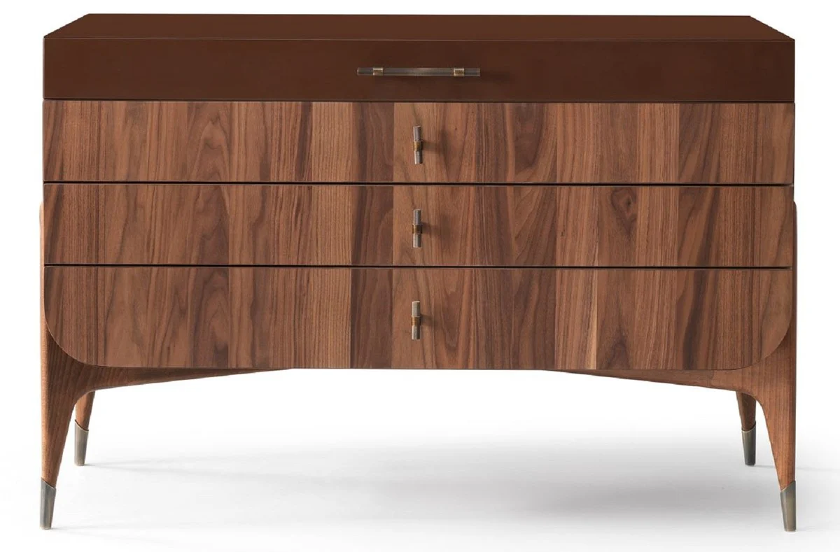 Luxury solid wood chest of drawers with 4 drawers brown / dark brown 123 x 60 x H. 82 cm - Bedroom chest of drawers - Bedroom furniture - Luxury furniture - Luxury furnishings - Furniture luxury