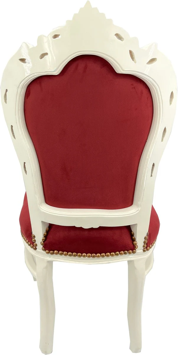 Baroque dining room chair burgundy red / cream white - handmade antique style chair with elegant velvet fabric - dining room furniture in baroque style - baroque furniture