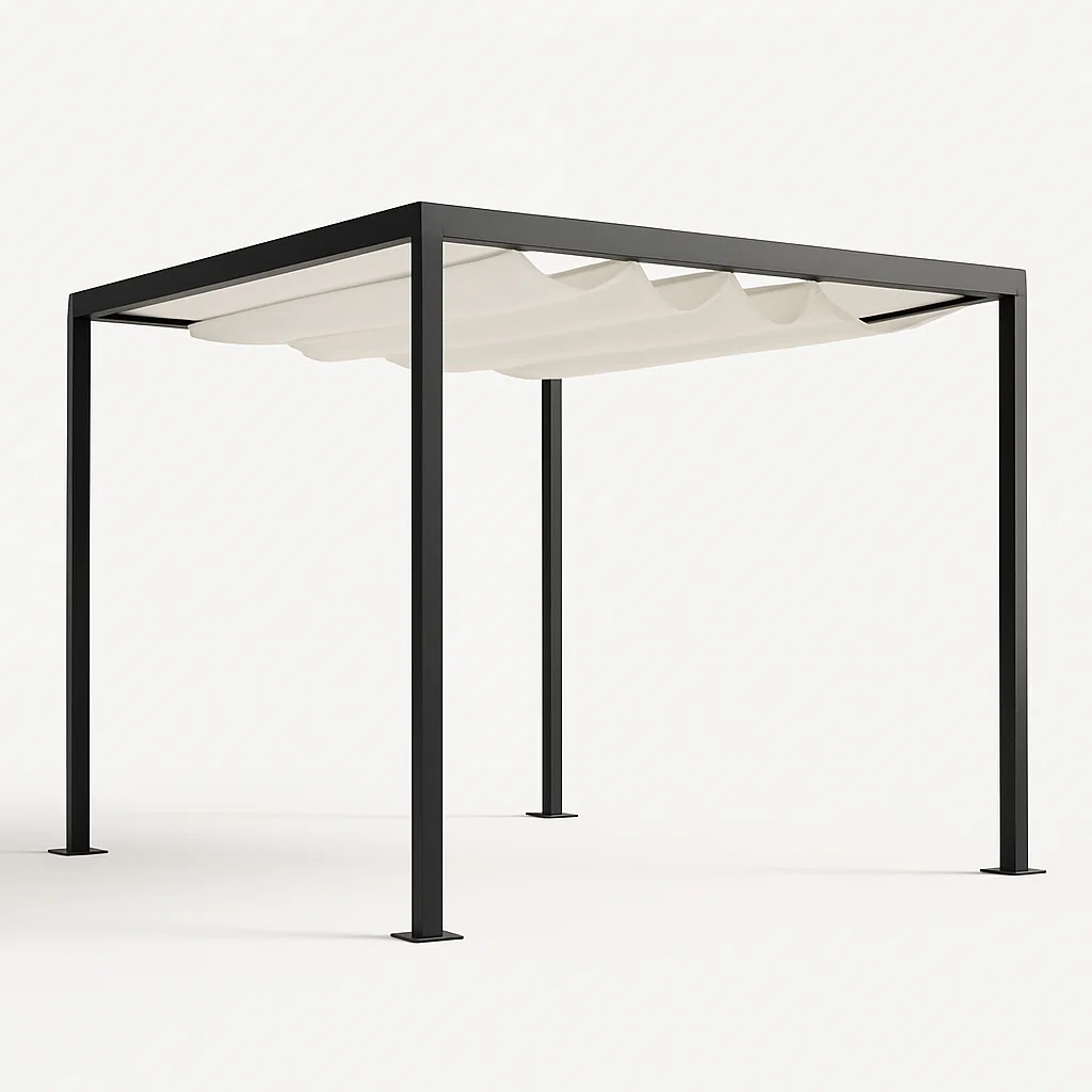 Pergola-Kiosk aus schwarzem Aluminium für die Terrasse, 300×300×230 cm, LHUxgYG264Ej