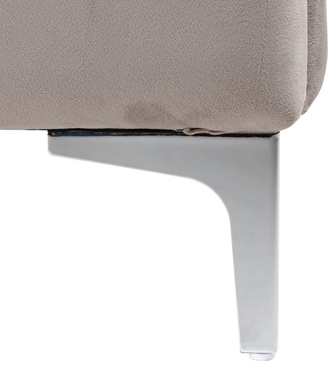 Luxury Art Deco double bed khaki / silver 195 x 218 x H. 130 cm - solid wood bed with elegant velvet fabric - luxury bedroom furniture - hotel furniture - Art Deco furniture