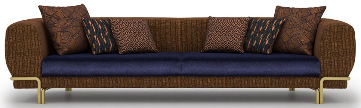 Luxury sofa brown / purple / brass 300 x 100 x H. 75 cm - living room sofa - hotel sofa - living room furniture - hotel furniture - luxury furniture - luxury furnishings