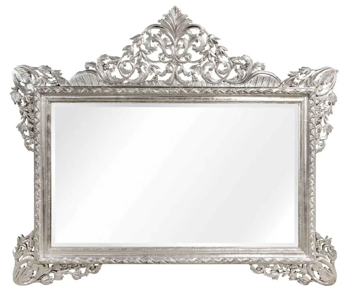 Baroque wall mirror silver 190 x H. 155 cm - living room mirror in baroque style
