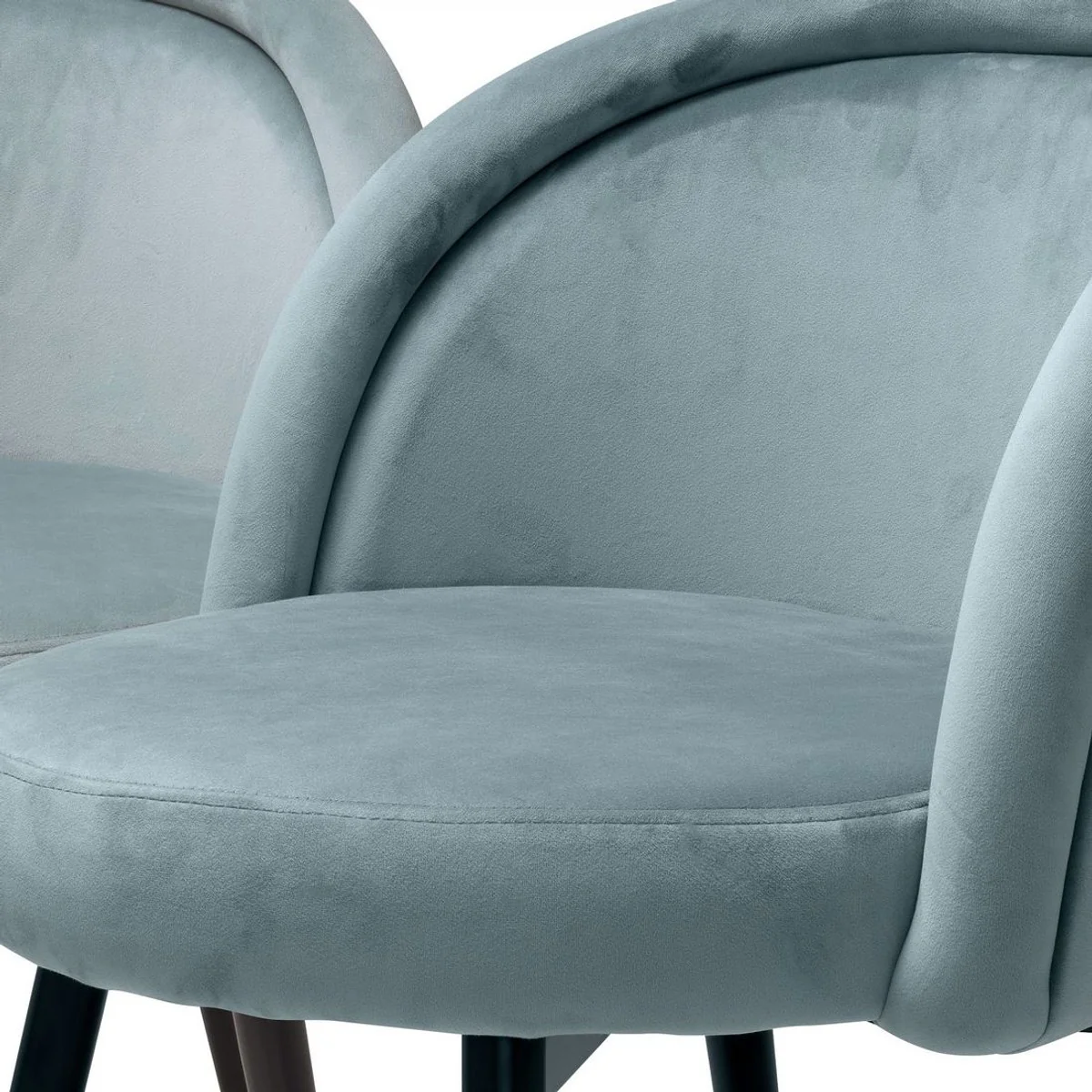 Luxury dining room chair set blue / black / brass 57.5 x 58 x H. 77 cm - Noble dining room chairs - Luxury dining room furniture