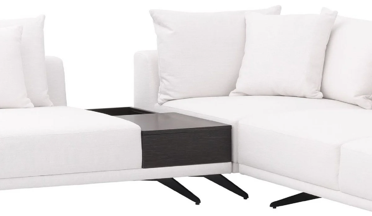 Luxury corner sofa white / bronze 340 x 292 x H. 64 cm - Elegant living room sofa with cushions - Luxury furniture - Luxury quality