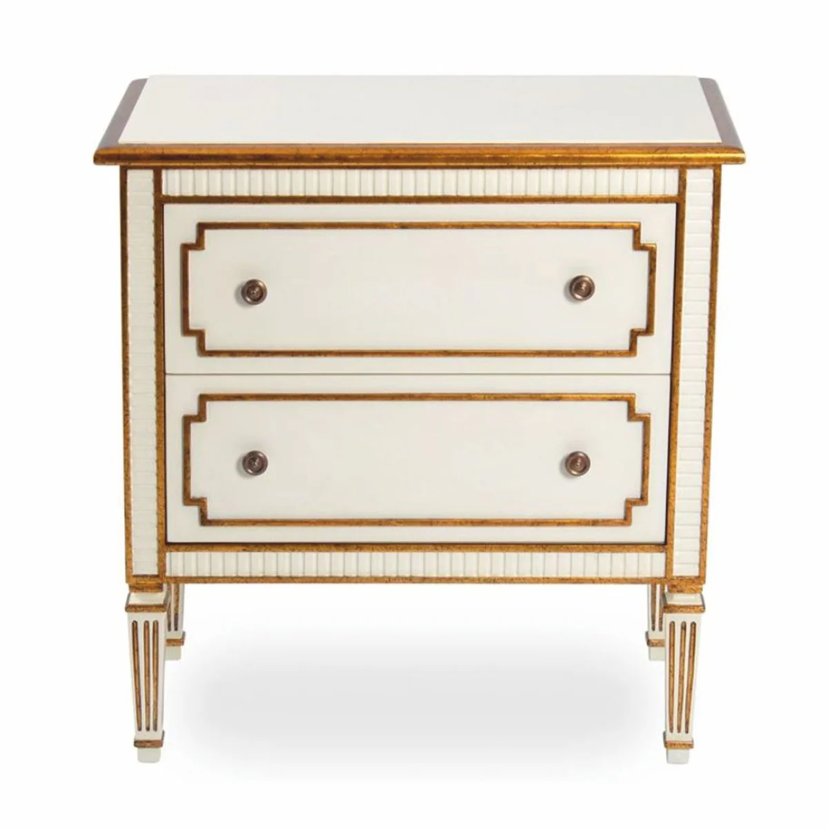 Luxury Baroque Nightstand Cream / Antique Gold - Baroque style bedroom furniture