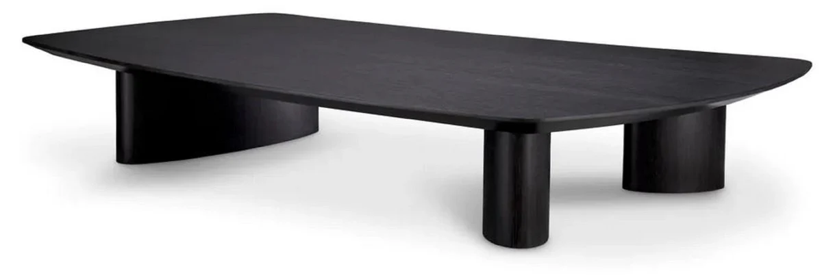 Luxury coffee table black gray 185 x 120 x H. 30 cm - solid wood living room table with slightly curved table top - living room furniture - hotel furniture - luxury furniture - luxury furnishings