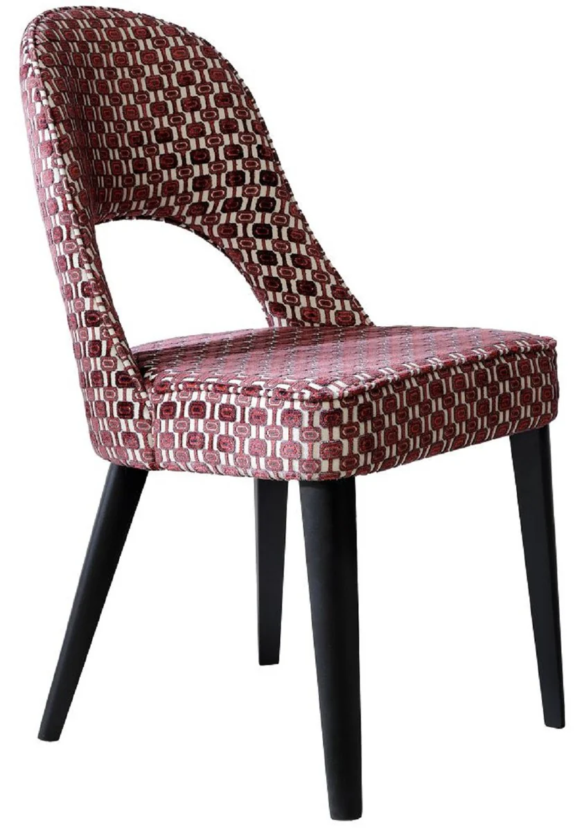 Luxury Art Deco dining room chair red / white / black 49 x 61 x H. 89 cm - Art Deco kitchen chair with pattern - Dining room furniture - Luxury furniture - Art Deco furniture - Luxury furnishings