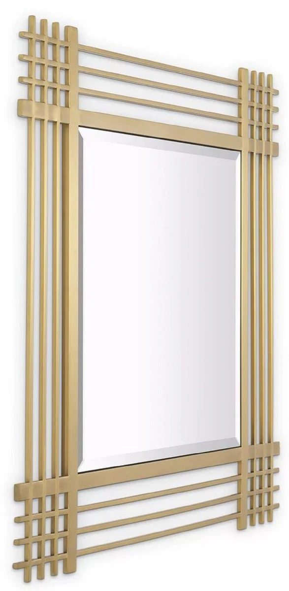 Luxury stainless steel wall mirror brass colored 100 x 3 x H. 100 cm - living room mirror - bedroom mirror - cloakroom mirror - luxury furniture