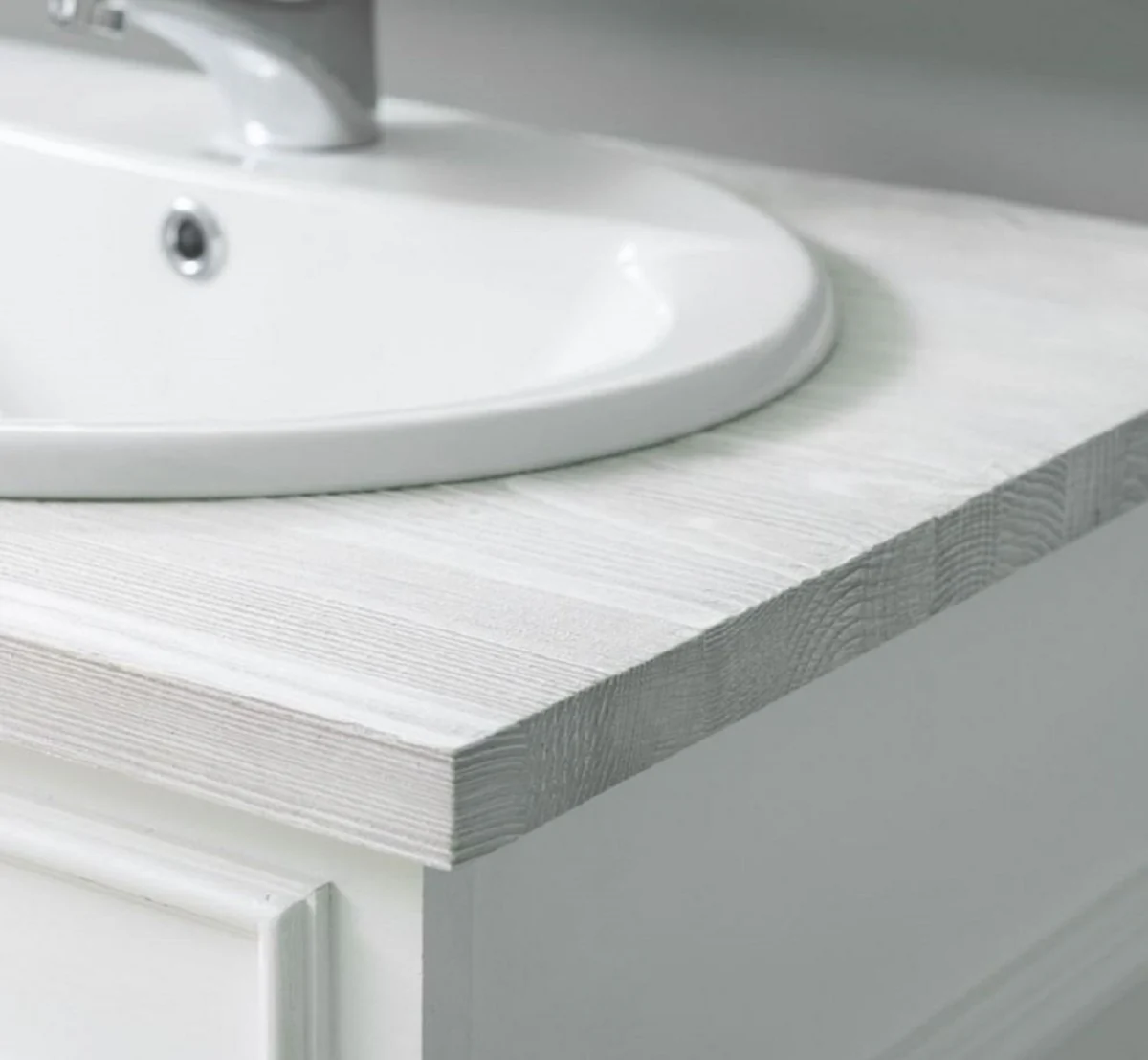 Country house style bathroom set white / light gray - 1 double washbasin & 1 wall mirror - solid wood bathroom furniture in country house style