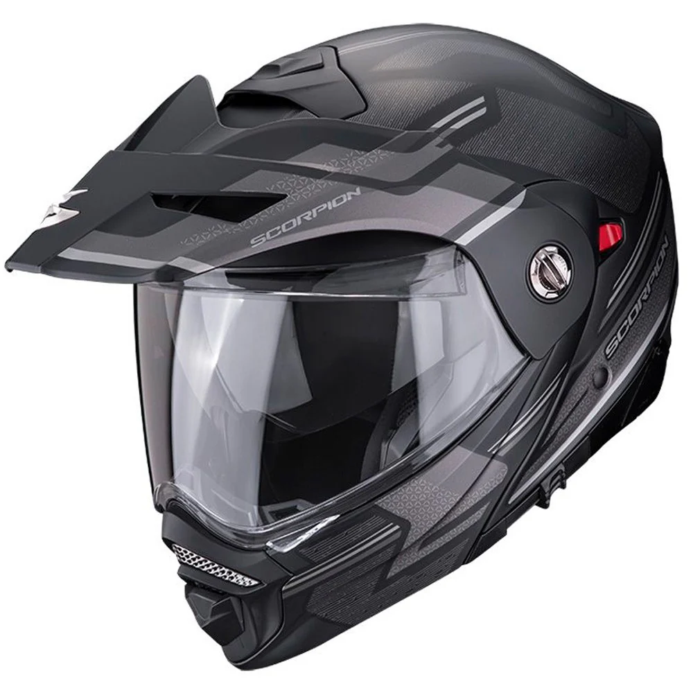CASCO TRAIL MODULAR SCORPION ADX2 CARRERA NEGRO MATE / PLATA