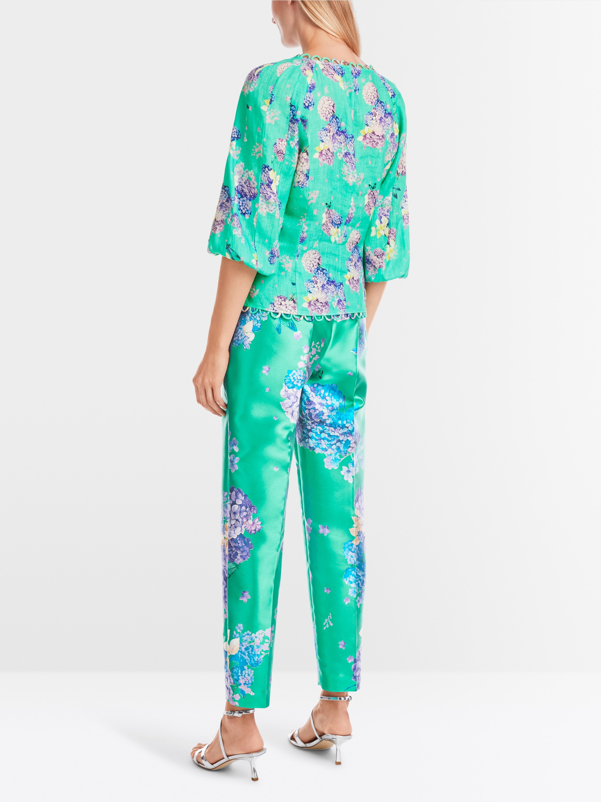 Marc-Cain Taillierte Leinenbluse mit Aufdruck