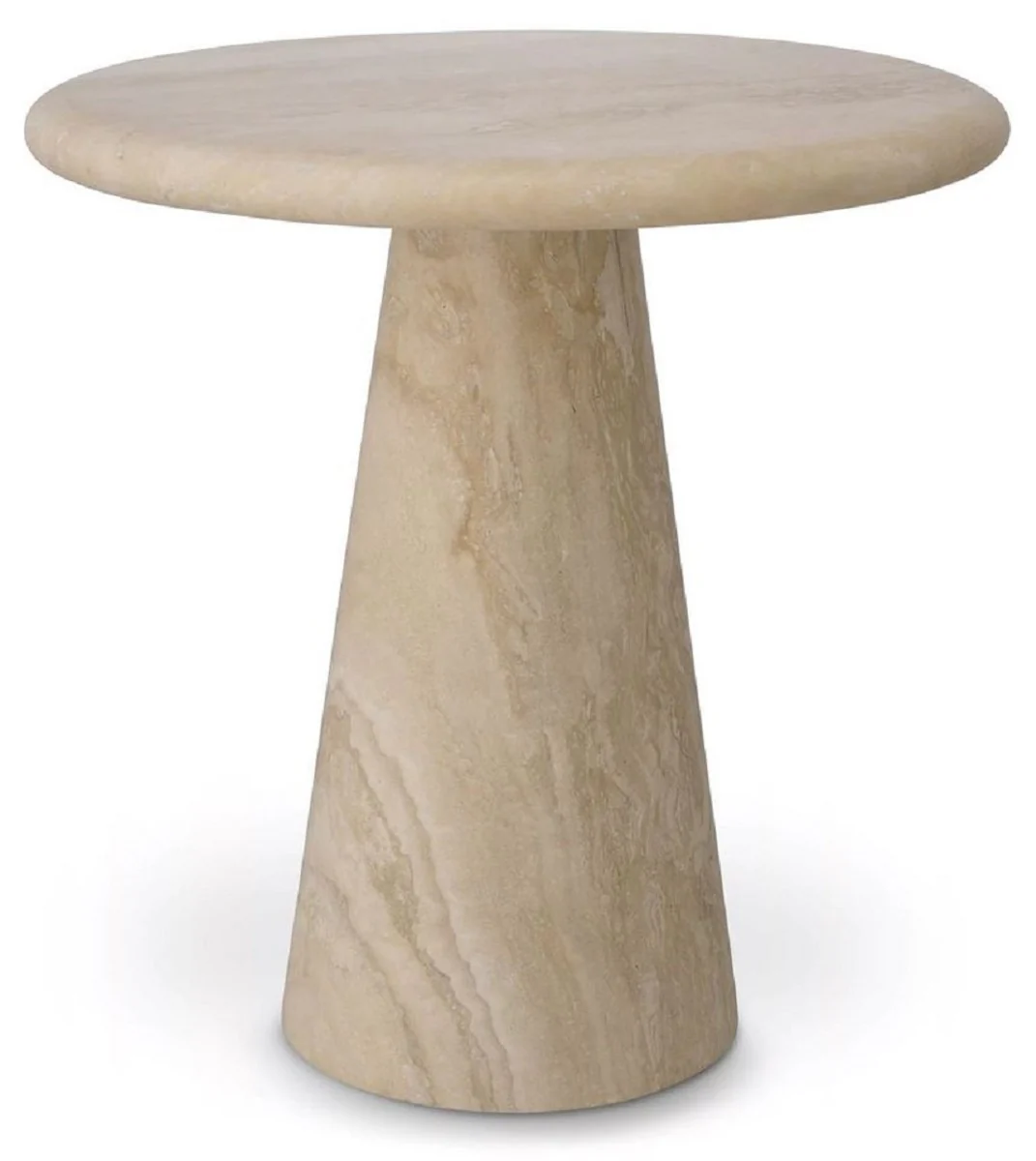 Luxury side table beige Ø 45 x H. 46 cm - Round side table made of high-quality travertine limestone - Living room & hotel furniture - Luxury collection
